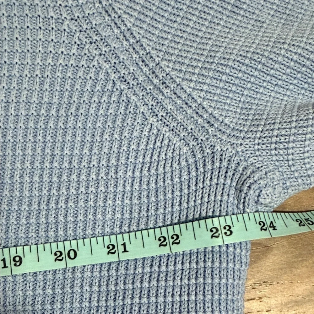 LL Bean Sweater Men’s L Organic Cotton Waffle Knit Quarter Zip Blue Cabincore